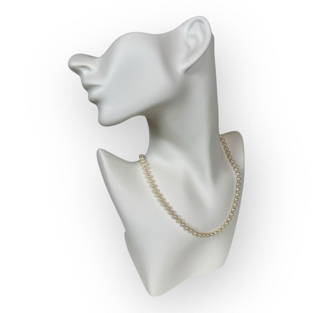Vintage Art Deco 4mm Cultured Freshwater Pearl Necklace W/ 14K Gold Clasp 16”‎